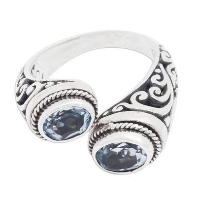 Alternate image for Blue Topaz Wrap Ring Crafted in Sterling Silver in Bali Dreamy Gaze