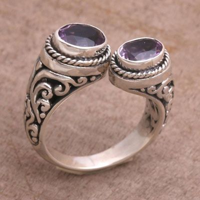 Alternate image for Amethyst Purple Gem on 925 Sterling Silver Wrap Ring Dreamy Gaze