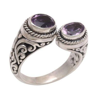 Alternate image for Amethyst Purple Gem on 925 Sterling Silver Wrap Ring Dreamy Gaze