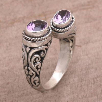 Alternate image for Amethyst Purple Gem on 925 Sterling Silver Wrap Ring Dreamy Gaze