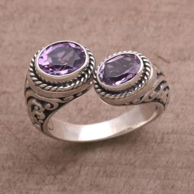 Alternate image for Amethyst Purple Gem on 925 Sterling Silver Wrap Ring Dreamy Gaze