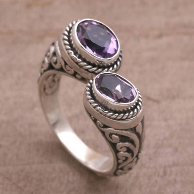 Alternate image for Amethyst Purple Gem on 925 Sterling Silver Wrap Ring Dreamy Gaze