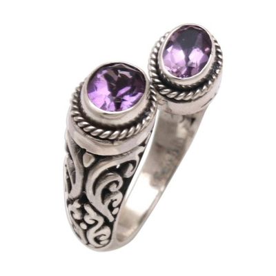 Alternate image for Amethyst Purple Gem on 925 Sterling Silver Wrap Ring Dreamy Gaze