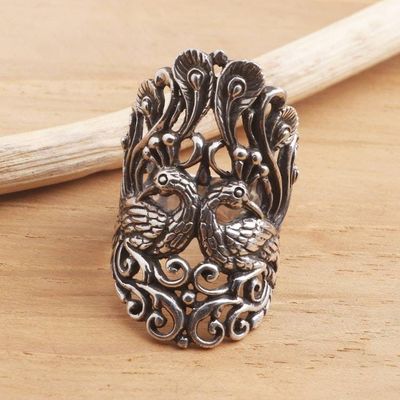 Alternate image for Peacock Ring in Sterling Silver Peacock Romance