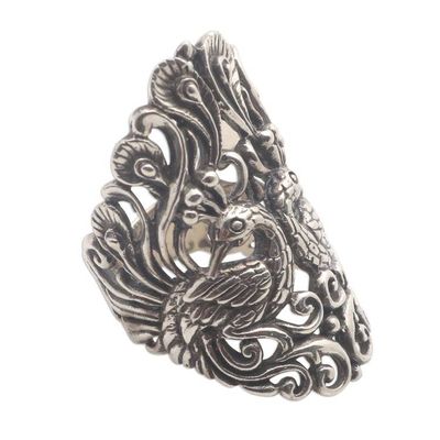 Alternate image for Peacock Ring in Sterling Silver Peacock Romance
