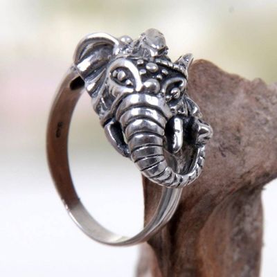 Alternate image for Sterling Silver Elephant Ring Hand Crafted in Indonesia Gallant Elephant