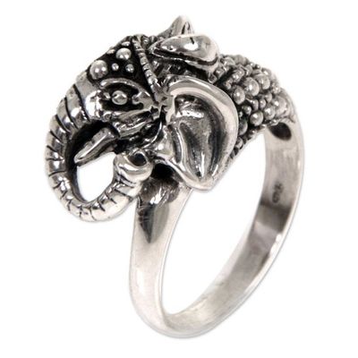 Alternate image for Sterling Silver Elephant Ring Hand Crafted in Indonesia Gallant Elephant