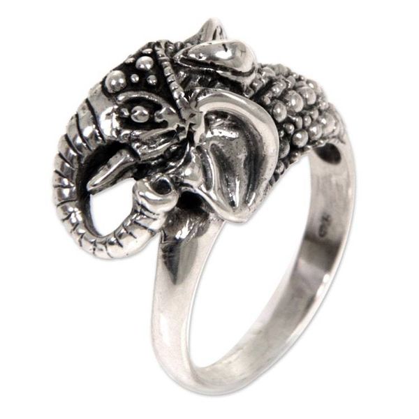 Alternate image for Sterling Silver Elephant Ring Hand Crafted in Indonesia Gallant Elephant