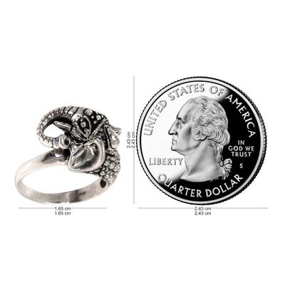 Alternate image for Sterling Silver Elephant Ring Hand Crafted in Indonesia Gallant Elephant