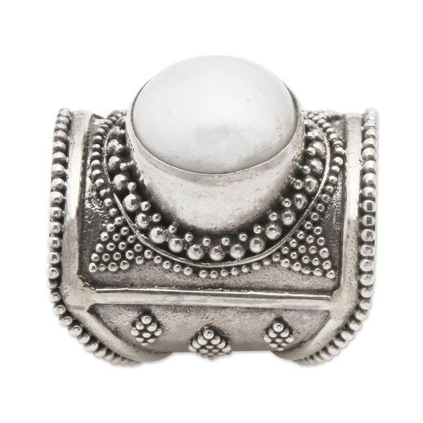 Alternate image for Wide Silver and Cultured Mabe Pearl Ring from Bali Glowing Heroine