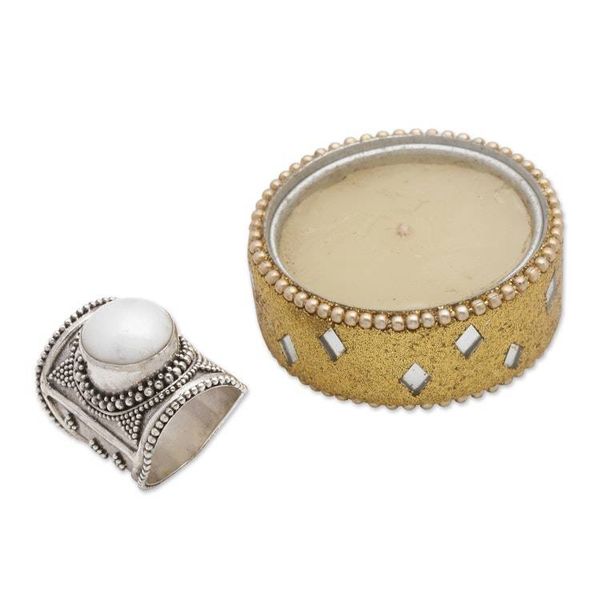 Alternate image for Wide Silver and Cultured Mabe Pearl Ring from Bali Glowing Heroine