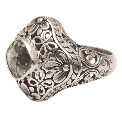 Alternate image for Handmade 925 Sterling Silver Prasiolite Cocktail Ring Truth Flower