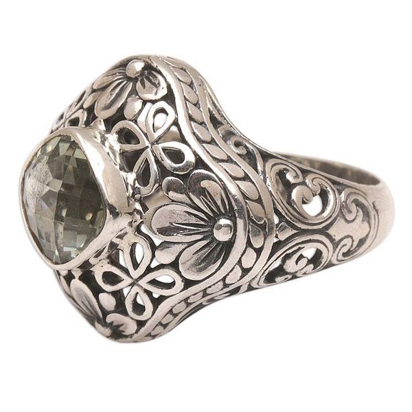 Alternate image for Handmade 925 Sterling Silver Prasiolite Cocktail Ring Truth Flower