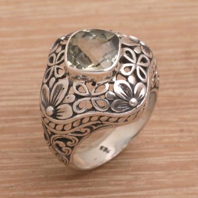 Alternate image for Handmade 925 Sterling Silver Prasiolite Cocktail Ring Truth Flower