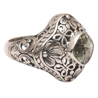 Alternate image for Handmade 925 Sterling Silver Prasiolite Cocktail Ring Truth Flower