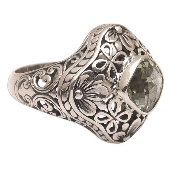 Alternate image for Handmade 925 Sterling Silver Prasiolite Cocktail Ring Truth Flower