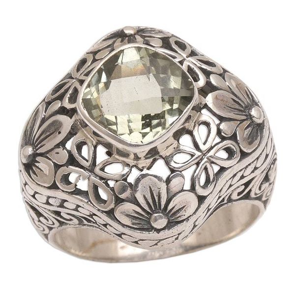 Alternate image for Handmade 925 Sterling Silver Prasiolite Cocktail Ring Truth Flower