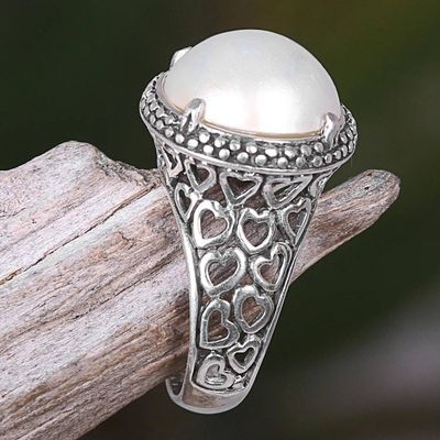 Alternate image for Hand Made Cultured Pearl Cocktail Ring from Indonesia Glowing Moon