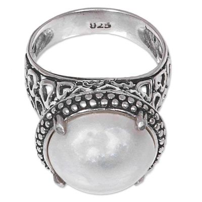 Alternate image for Hand Made Cultured Pearl Cocktail Ring from Indonesia Glowing Moon