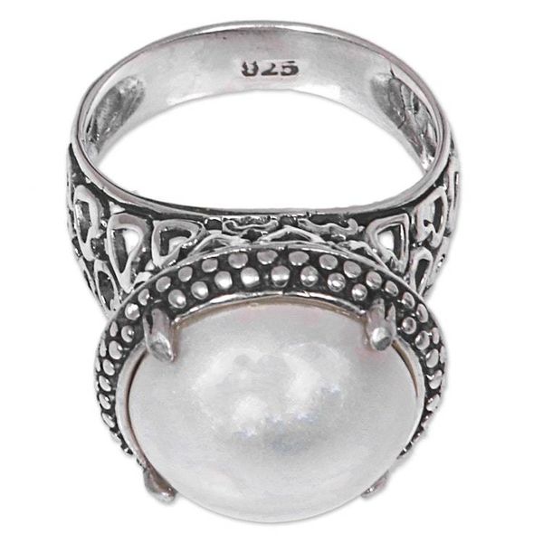 Alternate image for Hand Made Cultured Pearl Cocktail Ring from Indonesia Glowing Moon