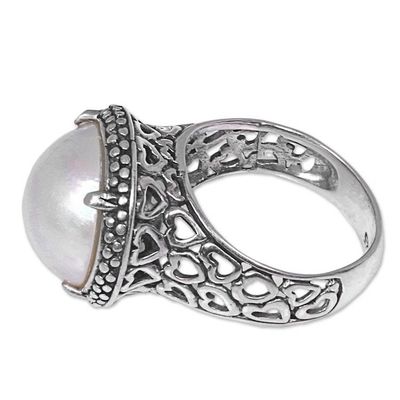Alternate image for Hand Made Cultured Pearl Cocktail Ring from Indonesia Glowing Moon