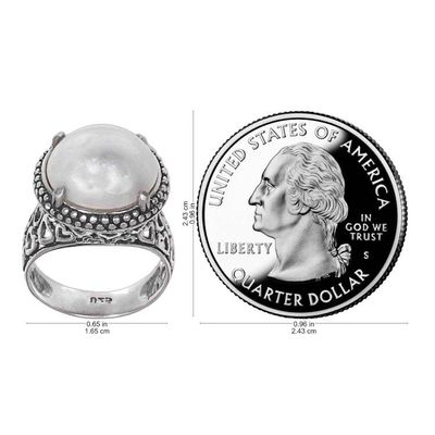 Alternate image for Hand Made Cultured Pearl Cocktail Ring from Indonesia Glowing Moon