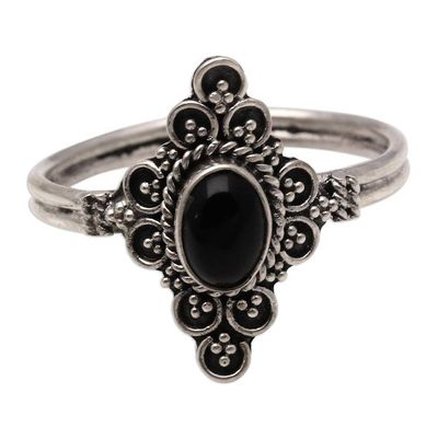 Alternate image for Handcrafted Onyx Cocktail Ring from Bali Daydream Temple