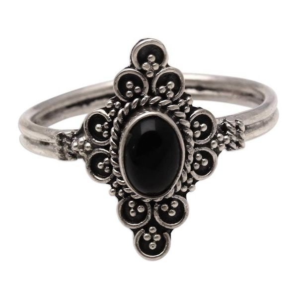 Alternate image for Handcrafted Onyx Cocktail Ring from Bali Daydream Temple