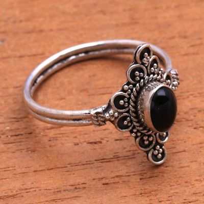 Alternate image for Handcrafted Onyx Cocktail Ring from Bali Daydream Temple