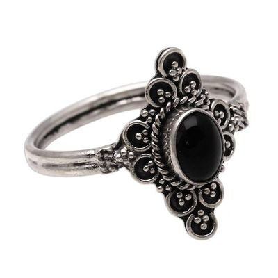 Alternate image for Handcrafted Onyx Cocktail Ring from Bali Daydream Temple