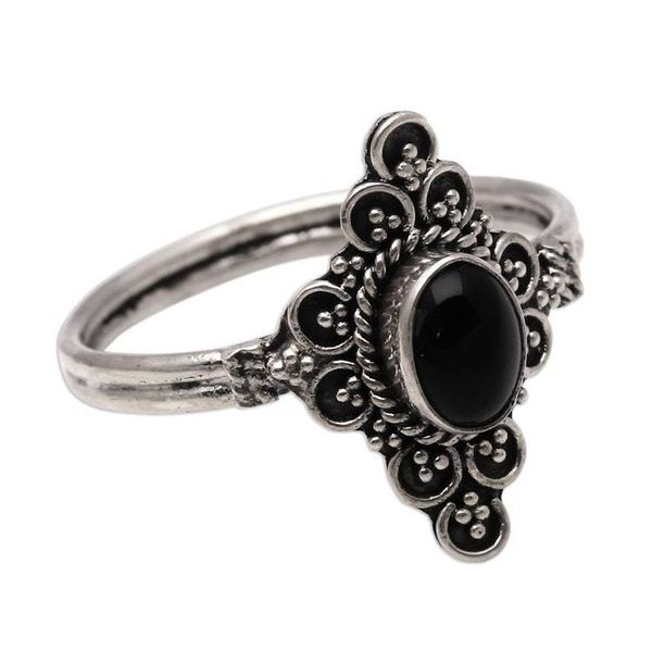Alternate image for Handcrafted Onyx Cocktail Ring from Bali Daydream Temple