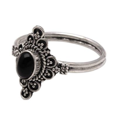 Alternate image for Handcrafted Onyx Cocktail Ring from Bali Daydream Temple