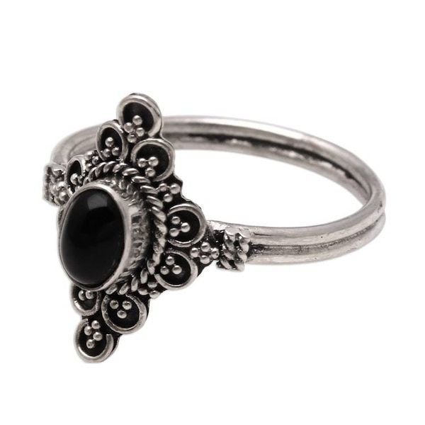 Alternate image for Handcrafted Onyx Cocktail Ring from Bali Daydream Temple