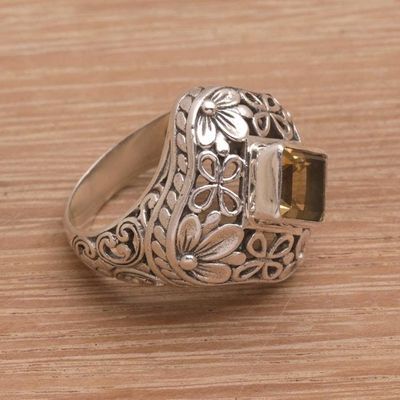 Main image for Two Carat Citrine and Silver Floral Cocktail Ring True Colors
