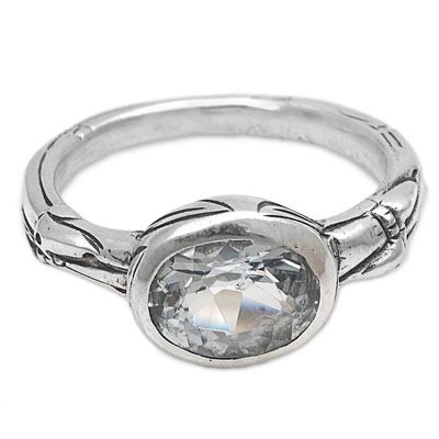 Alternate image for Blue Topaz Single Stone Ring from Indonesia Bamboo Bliss