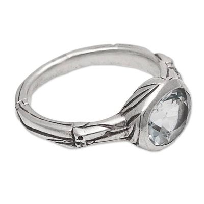 Alternate image for Blue Topaz Single Stone Ring from Indonesia Bamboo Bliss