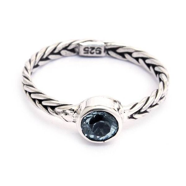 Alternate image for Blue Topaz Sterling Silver Single Stone Ring from Bali Sublime Sky