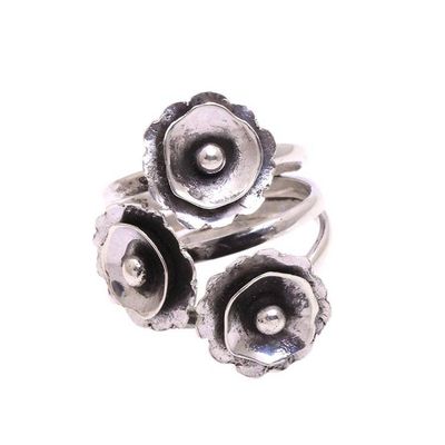 Alternate image for Modern Floral Sterling Silver Cocktail Ring from Java Poppy Flowers