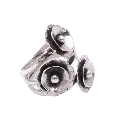Alternate image for Modern Floral Sterling Silver Cocktail Ring from Java Poppy Flowers