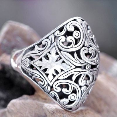 Alternate image for Sterling Silver Domed Ring from Bali Kedaton Forest