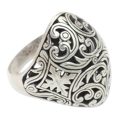Alternate image for Sterling Silver Domed Ring from Bali Kedaton Forest