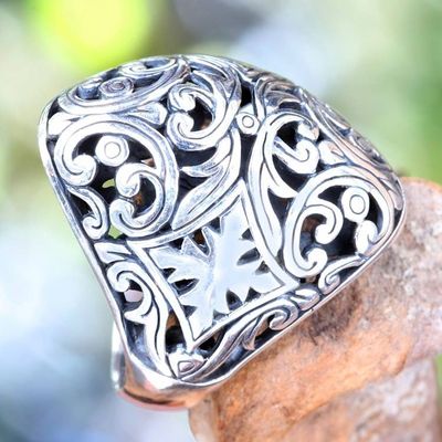 Alternate image for Sterling Silver Domed Ring from Bali Kedaton Forest
