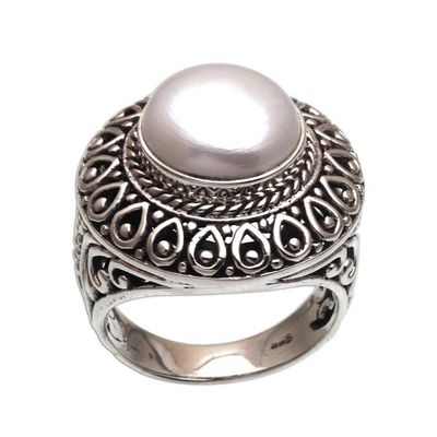 Alternate image for Cultured Mabe Pearl and Sterling Silver Cocktail Ring Temple of Hope