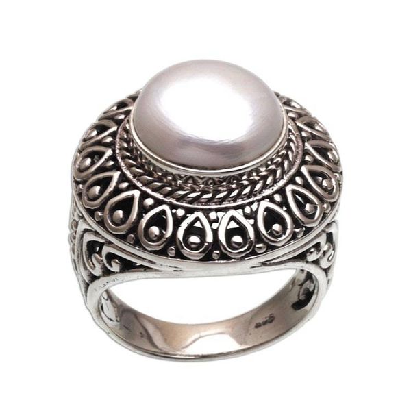 Alternate image for Cultured Mabe Pearl and Sterling Silver Cocktail Ring Temple of Hope