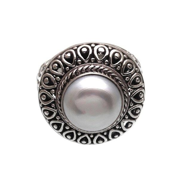 Alternate image for Cultured Mabe Pearl and Sterling Silver Cocktail Ring Temple of Hope