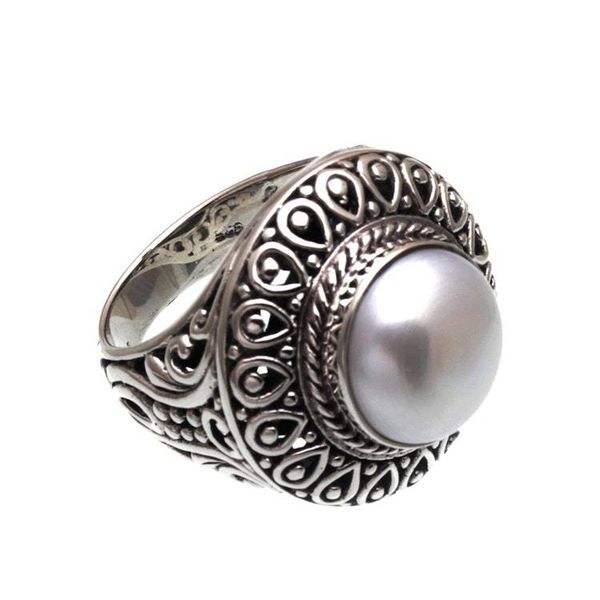 Alternate image for Cultured Mabe Pearl and Sterling Silver Cocktail Ring Temple of Hope