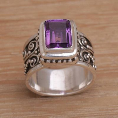 Alternate image for Handmade 925 Sterling Silver Purple Amethyst Cocktail Ring Quadratic Agreement