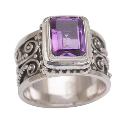 Alternate image for Handmade 925 Sterling Silver Purple Amethyst Cocktail Ring Quadratic Agreement