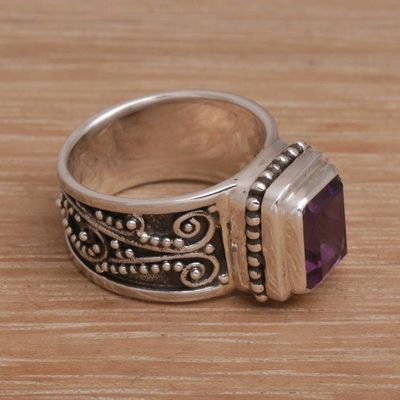 Alternate image for Handmade 925 Sterling Silver Purple Amethyst Cocktail Ring Quadratic Agreement