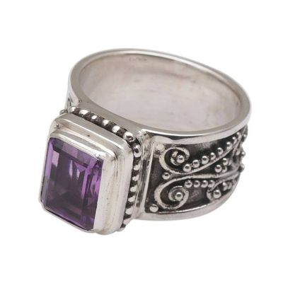 Alternate image for Handmade 925 Sterling Silver Purple Amethyst Cocktail Ring Quadratic Agreement